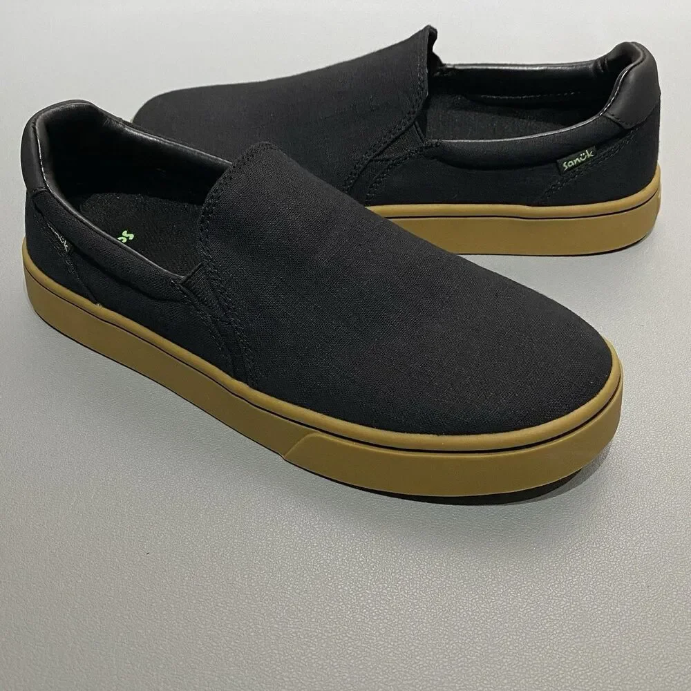 Sanuk Hava-Shoe Slip-On Canvas Men’s 8 Black Casual Boat Beach Comfort Classic
